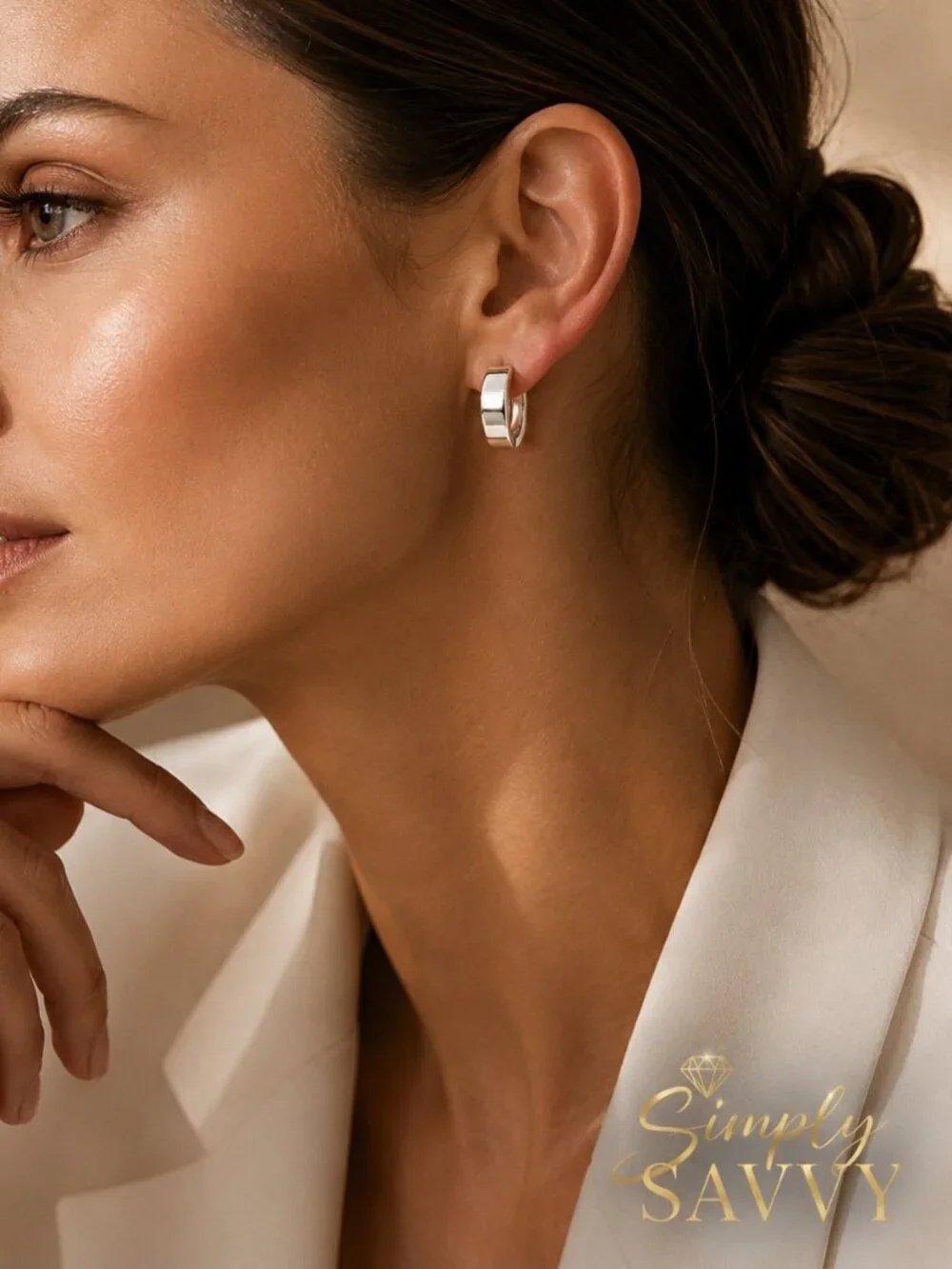 Small Snuggable Style Earrings in 10k White Gold